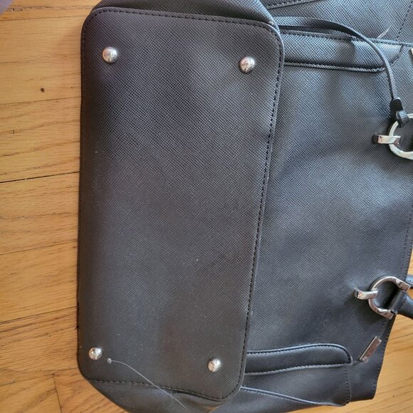 Michael Kors Saffiano Leather Tote Bag With Dual Handles & Silver Hardware - Bla - Picture 3 of 15